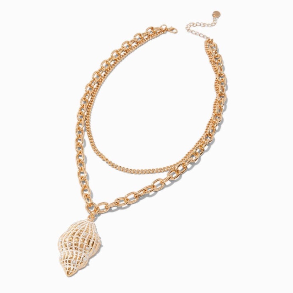 NWOT CONCH SHELL GOLD-TONE MULTI-STRAND NECKLACE